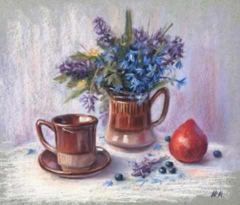 Нежный весенний натюрморт с первоцветами (Марина Юкиш)