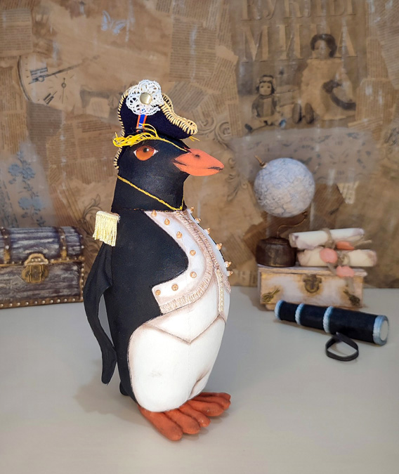 Хохлатый пингвин. Грунтованный текстиль (Инесса Петухова)