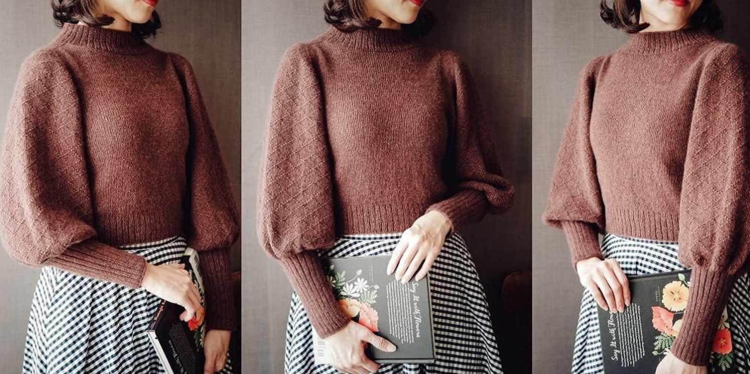 [Вяжи.ру] Свитер с объемными рукавами Nora (Irene Lin)