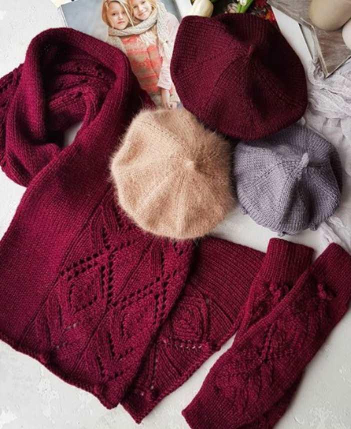 (33Helga) Берет, снуд, митенки Romantic trio (Ольга Проноза)