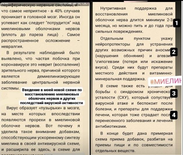 Схема по восстановлению миелиновых оболочек нервов (Ната Хаустова)