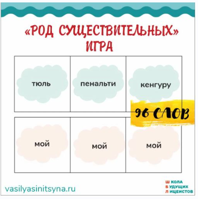 [Школа будущих лицеистов] Игра "Род существительных" (Василя Синицына)