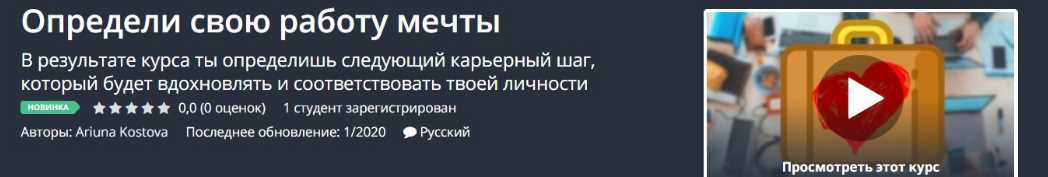 [Udemy] Определи свою работу мечты (Ariuna Kostova)