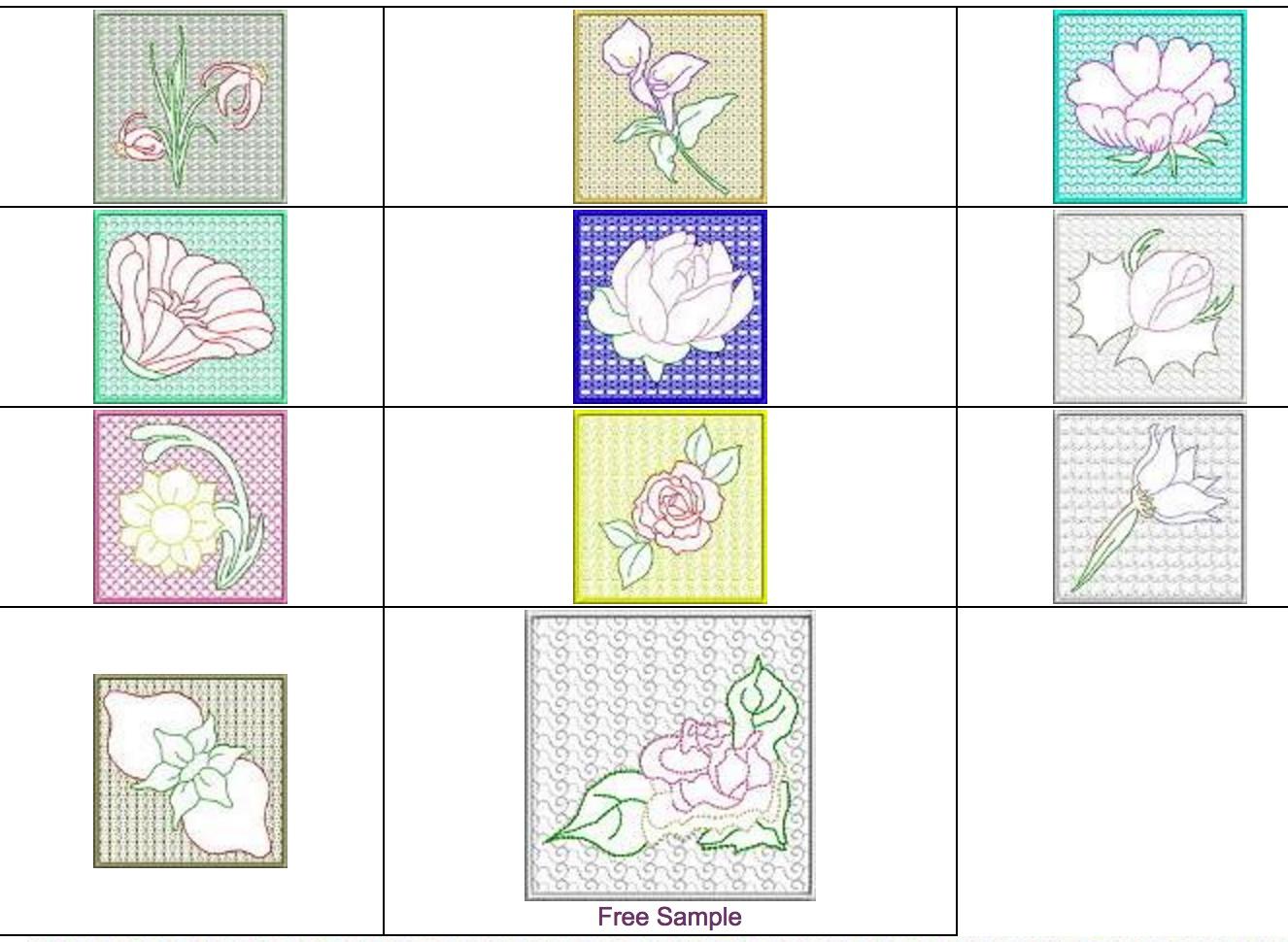 [OregonPatchWorks] Машинная вышивка. Цветочные блоки трапунто  (Celeste)