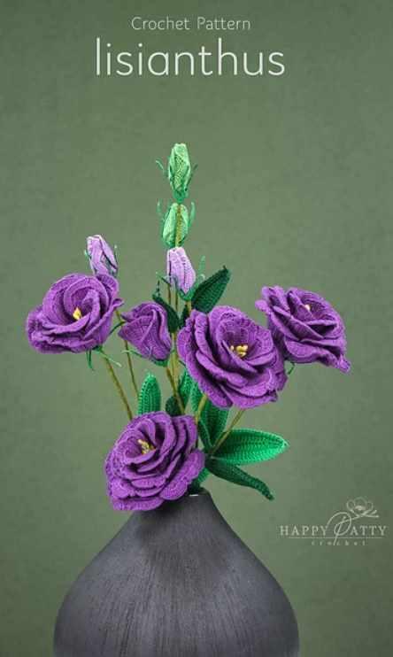 Lisianthus Flower/Цветок Лизиантуса (HappyPattyCrochet), фото 1 из 1.