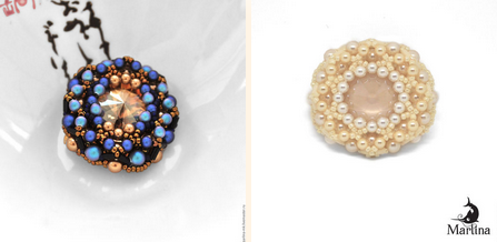 Жемчужная брошь на овальной риволи (Marlina)