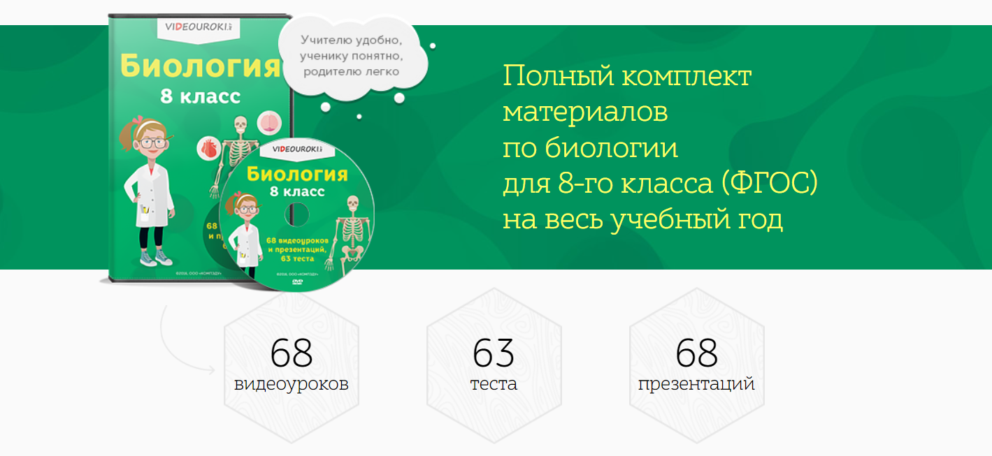 [Videouroki] Полный комплект материалов по биологии для 8-го класса (ФГОС) на весь учебный год (Дмитрий Тарасов)