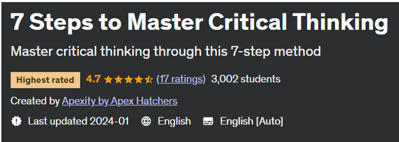 [Udemy] 7 шагов к развитию критического мышления (Apex Hatchers)