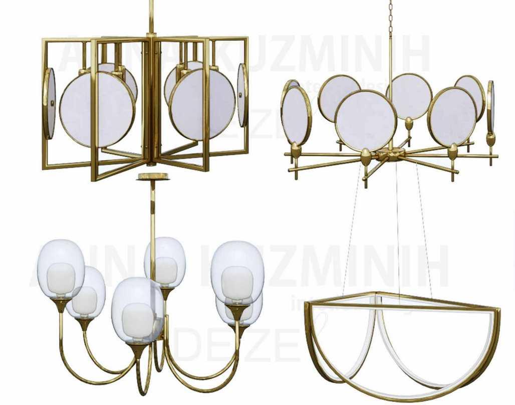 Облегчённые 3D модели для Archicad. Блок Освещение Люстры 23 (Анна Кузьминых)