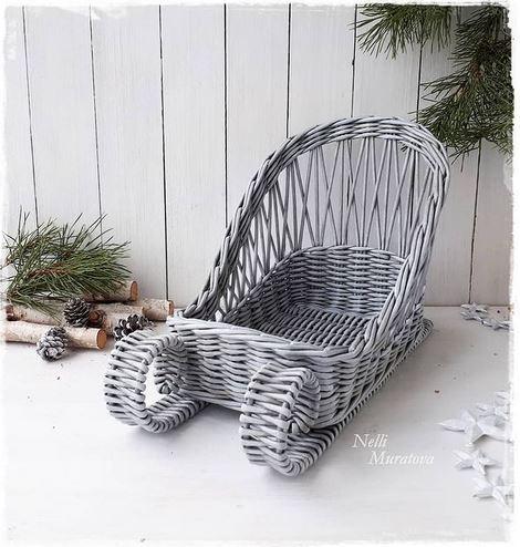 Плетеные санки "Весёлое рождество" (Нелли Муратова)