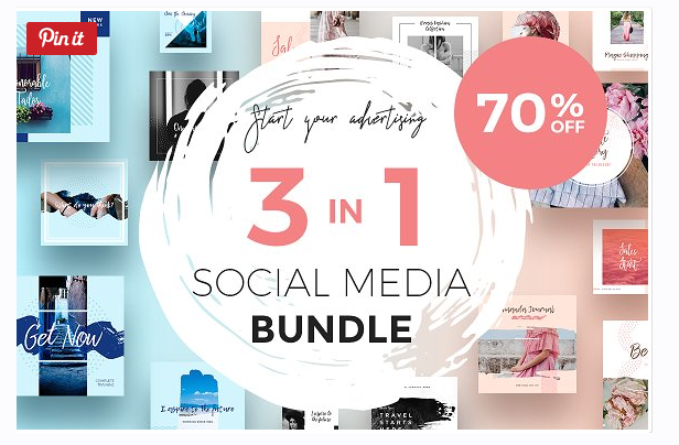 [CreativeMarket] 3 in 1 Social Media Bundle. Великолепный небесный дизайн постов