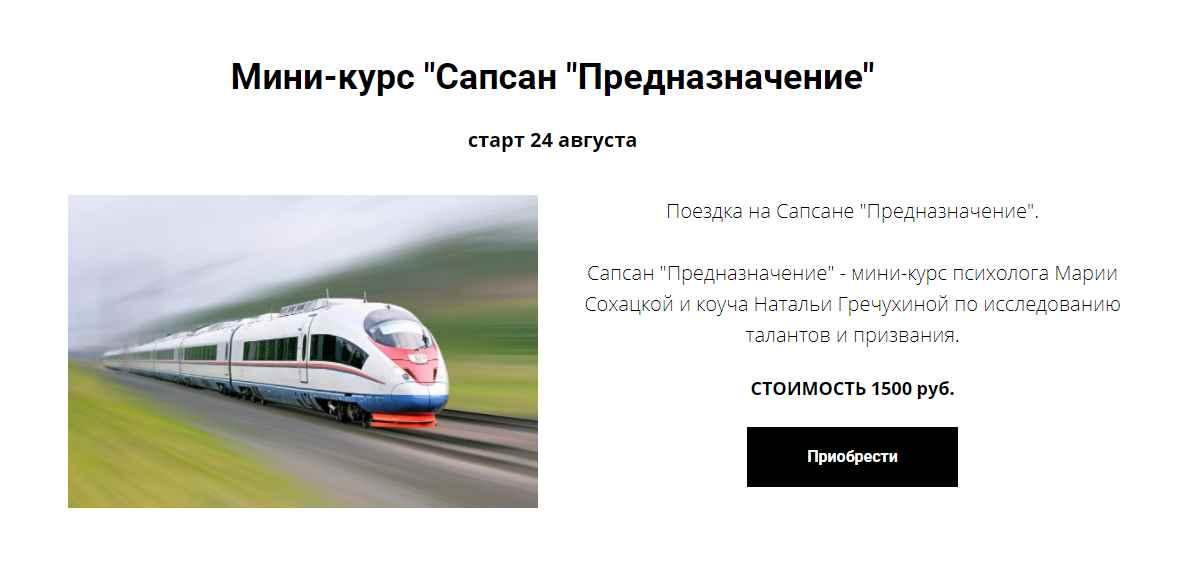 Мини-курс "Сапсан "Предназначение" (Мария Сохацкая, Наталья Гречухина)