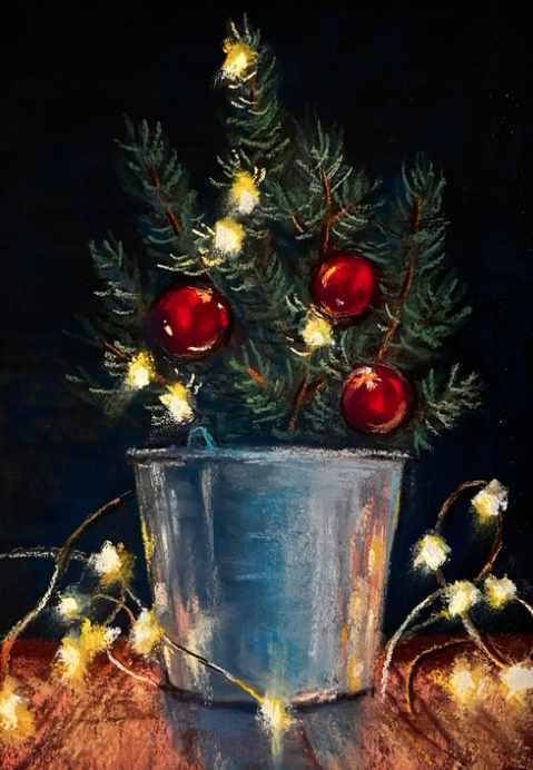 [Школа Пастели Soshnikova School] Натюрморт с елочкой (Елена Сошникова)