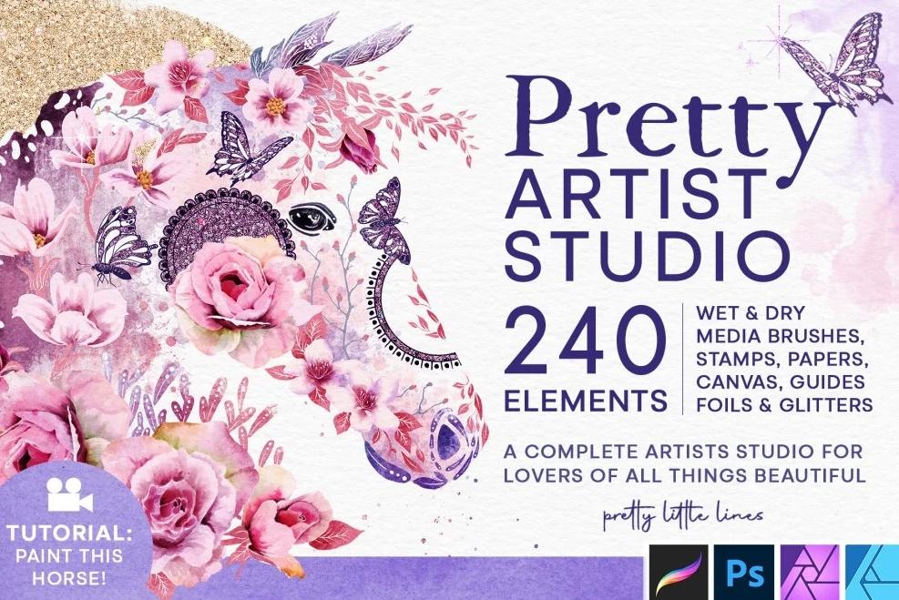 Кисти, штампы, текстуры / Pretty Artist Studio – Brush, Stamp & Texture Toolbox (Design Cuts)