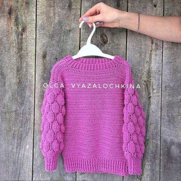 Детский свитер Малинки крючком (olga_vyazalochkina)