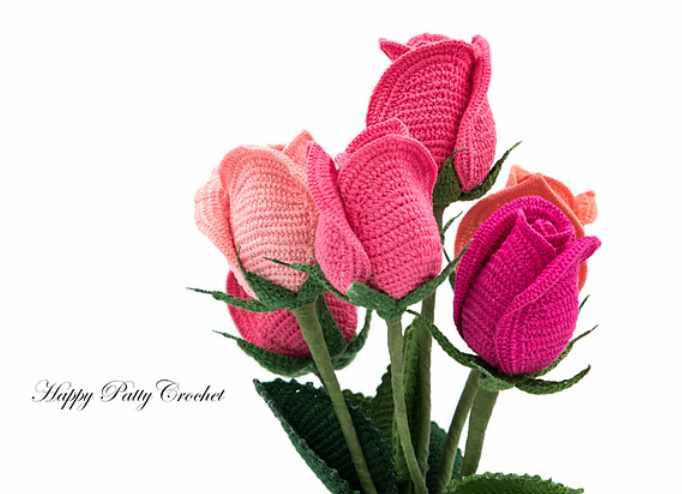 Stem Rose/Стеблевая роза (HappyPattyCrochet)