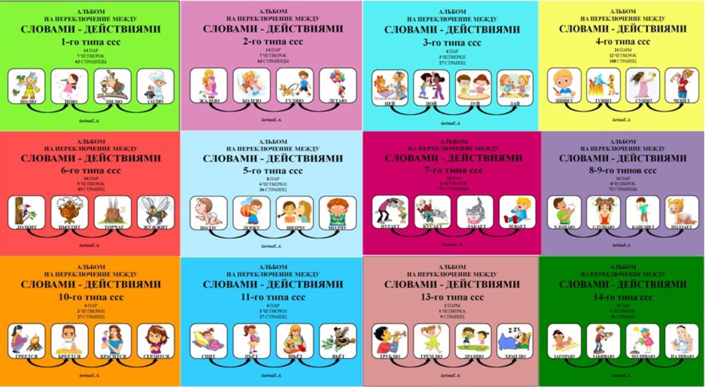 Альбомы на переключение между словами-действиями на все типы слоговой структуры. Полный комплект (Евгения Ларина)