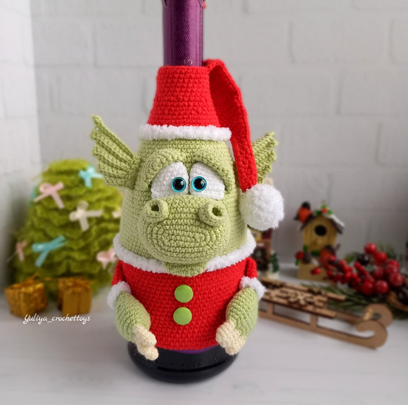 [Yuliya_crochettoys] Чехол на шампанское Дракоша (Юлия Филиппова)