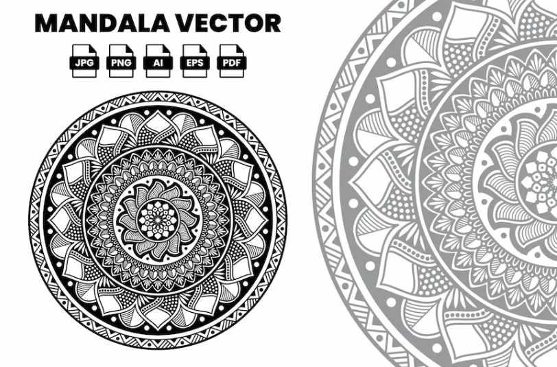 [Envato Market] Мандала Вектор иллюстрация. Раскраска для взрослых