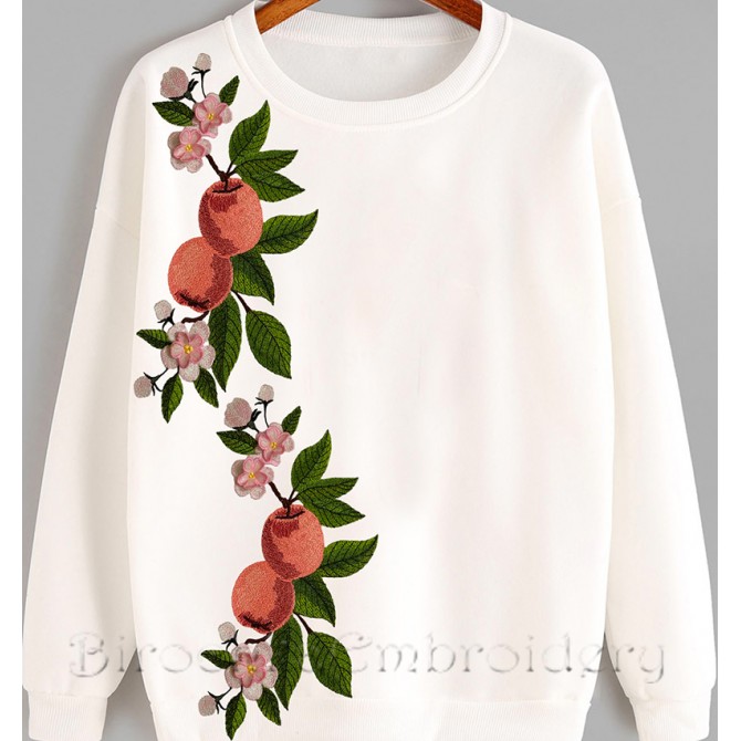 [Embroidery dreams] Набор дизайнов машинной вышивки Яблоко от яблони, вышивка и брошь c 3Д элементами (Birochka)