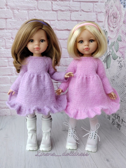 [Lirene's dolls] Платье Лея для кукол Паола Рейна 32 см с двумя вариантами вязания юбки (Lirene Dolldress)