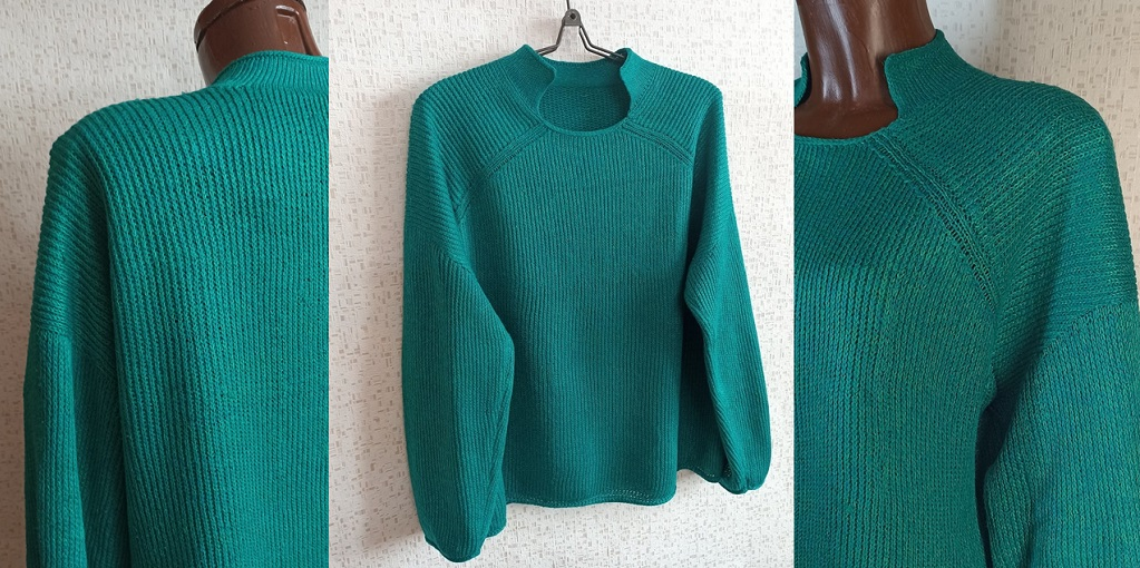 [Вяжи.ру] Свитер с японским плечом наоборот Green (Nataliyanvg)
