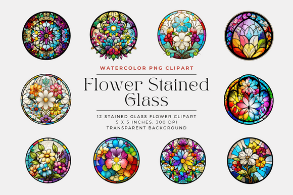 [Creativefabrica] Flower Stained Glass & Background / Цветочный витраж и фон (Cecily Arts)