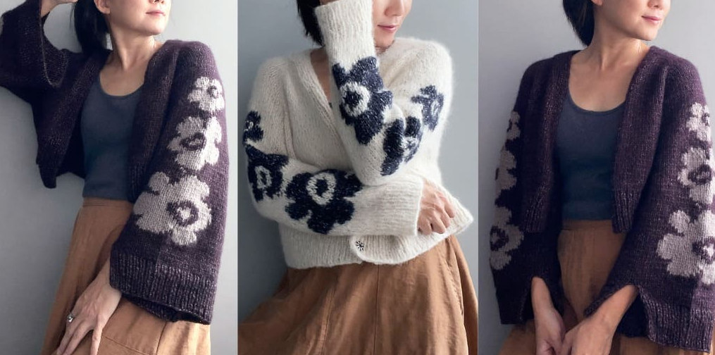 [Вяжи.ру] Кардиган с большими цветами Nola (Yamagara), фото 1 из 1.