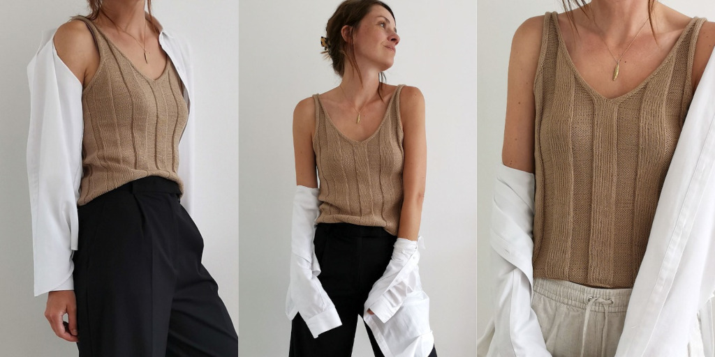 [vjazhi.ru] Вязаный резинкой топ Cecile (Susanne Muller), фото 1 из 1.