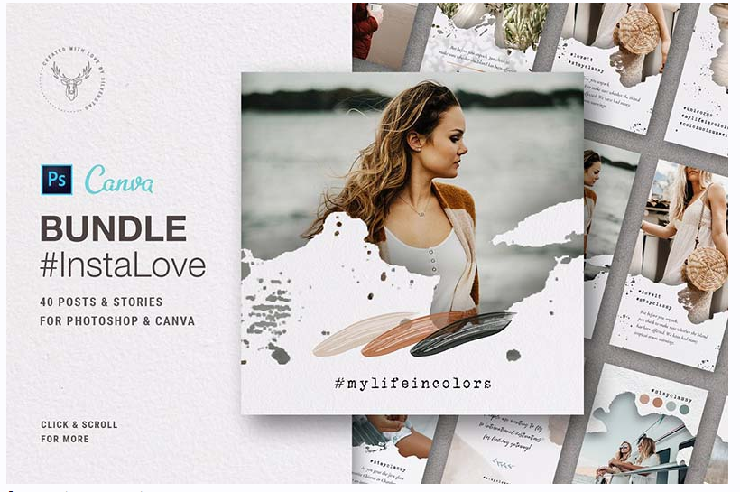 [CreativeMarket] Шаблоны для постов и сториз в инстаграм, фото 1 из 1.