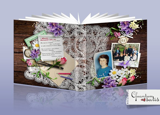 [PSD] Фотокнига на юбилей в стиле беспорядок на столе (Наталья Рулева)