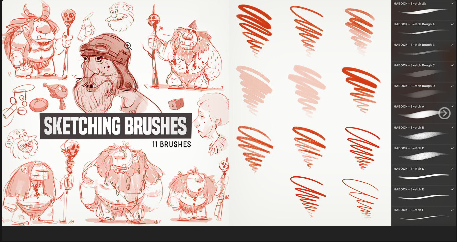 Sketching Brushes for Procreate. Кисти для рисования  для Procreate (Habook)