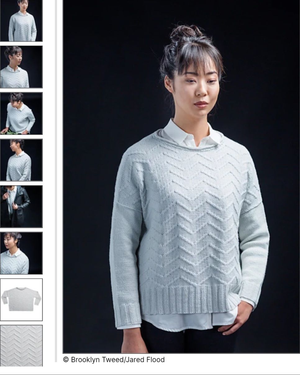 [Brooklyn Tweed] Пуловер с узором шеврон Nolan (Джулия Гувер)