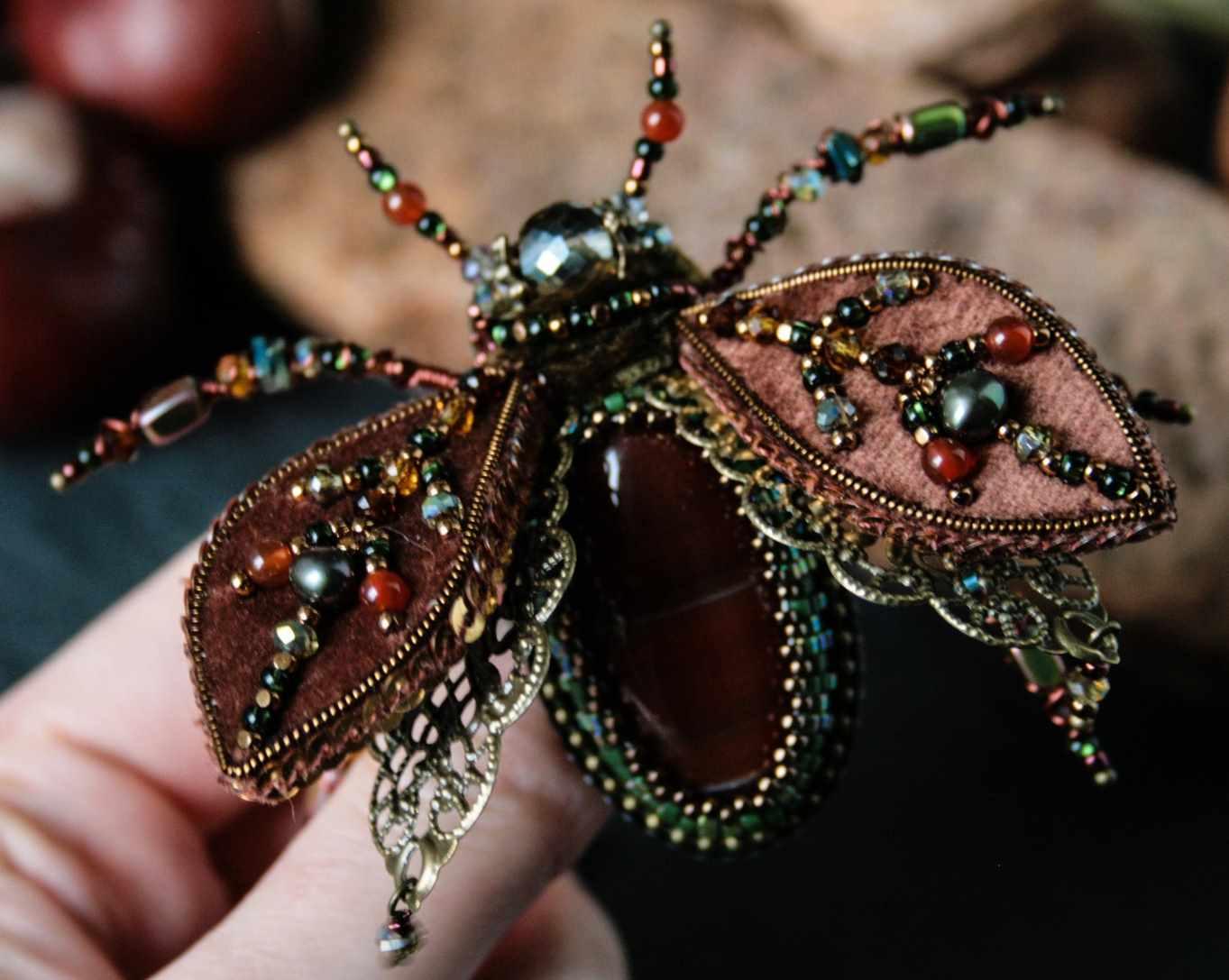 Мастер - класс по созданию броши Жук Каштан (Ксения Соболева)