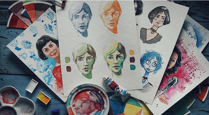 Три брюнетки Франции - онлайн курс акварельных мини-портретов (Анна Копылова)