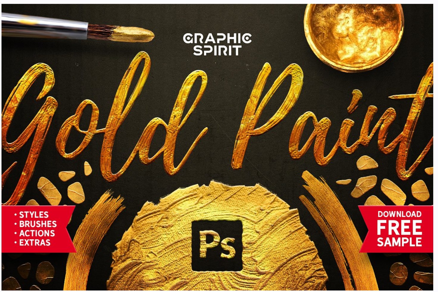 [CreativeMarket] TOOLKIT Gold Paint Effect Photoshop. Эффект золотой, серебренной и медной краски для Photoshop