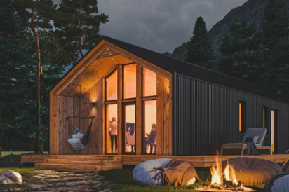 [Woodcastor] Типовой проект каркасного дома в стиле барнхаус: openbarn_65