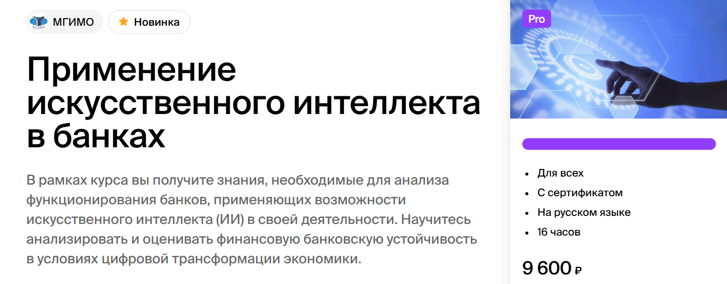 [МГИМО] Применение искусственного интеллекта в банках (Галина Панова)