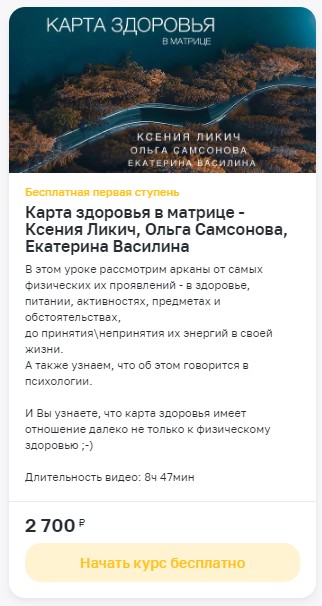 Карта здоровья в матрице (Ксения Ликич, Екатерина Василина)