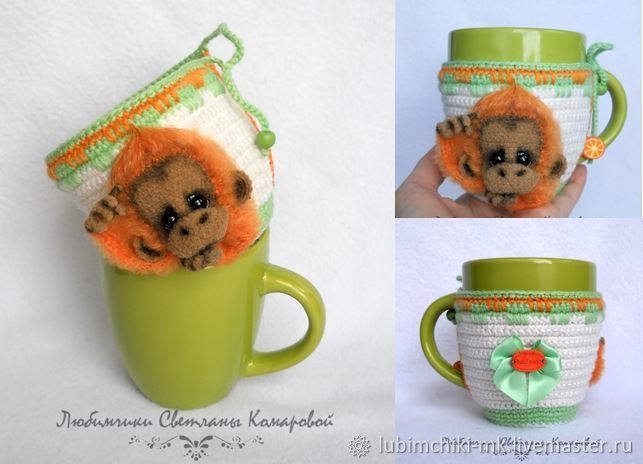 Мастер-класс Чехол на кружку  Обезьянка (Светлана Комарова)