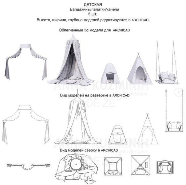 Облегченные Зd модели для ArchiCAD. Блок Детская (anna.kuzminih)