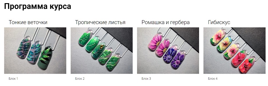 Онлайн-курс художественной росписи ногтей для практикующих нейл-дизайнеров. Курс FLOWERS  (Юлия Баранова)