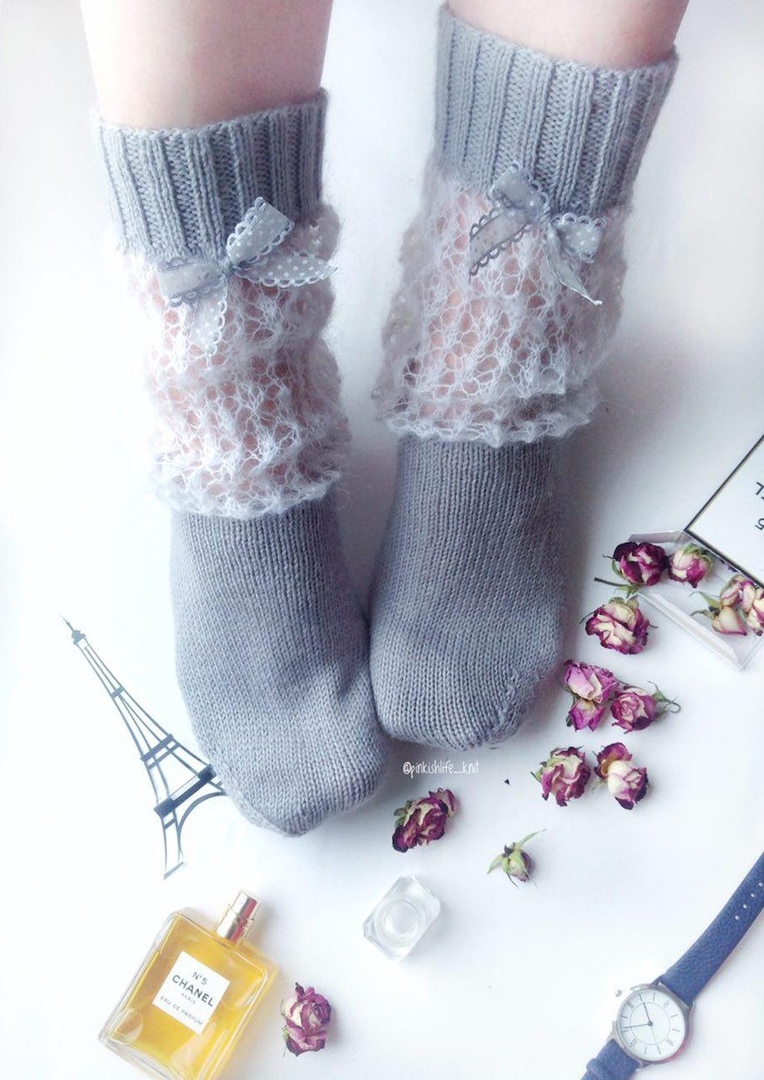 [pinkishlife_knit] Носки Мечтать о Париже