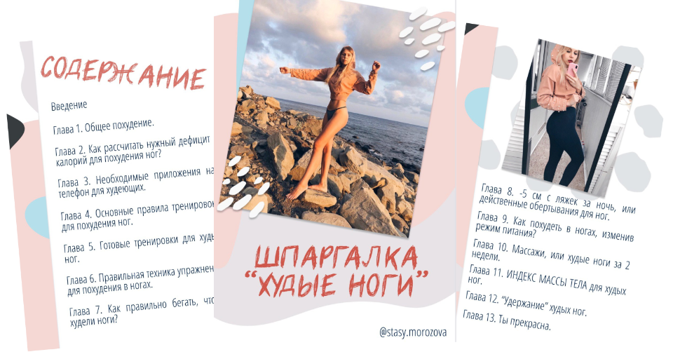 Шпаргалки "Худые ноги", "По плоскому животу", "Общее похудение" (Стася Морозова), фото 1 из 1.