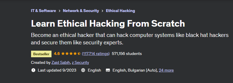 [Udemy] Learn Ethical Hacking From Scratch (Zaid Sabih)