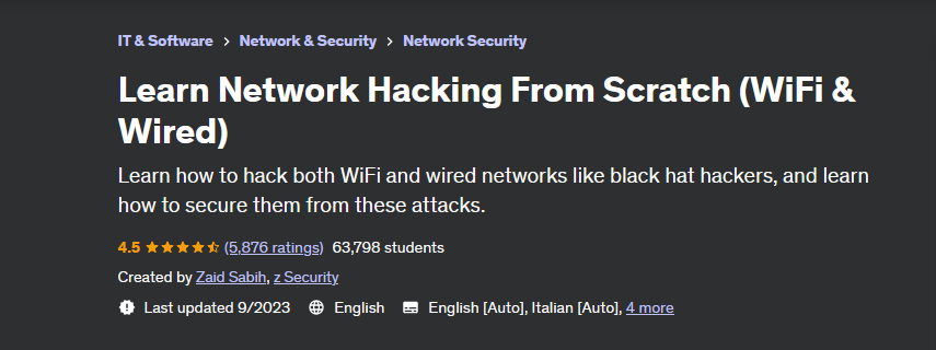 [Udemy] Learn Network Hacking From Scratch (WiFi & Wired) (Zaid Sabih)