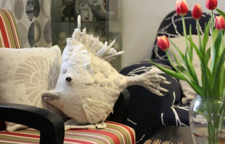 [Валяние]Видео  МК - Арт-наволочка на подушку "Рыба" (Ирина Федотов)