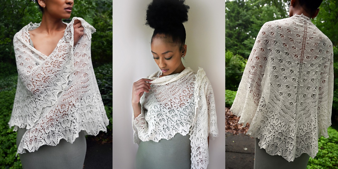 [Вяжи.ру] Ажурная шаль спицами Juneteenth