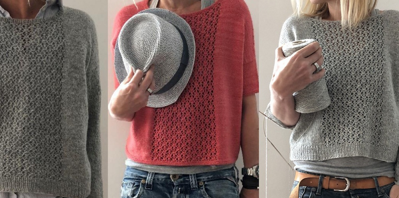 [Вяжи.ру] Пуловер с ажурной секцией Ooh-la-la (Изабель Кремэр)